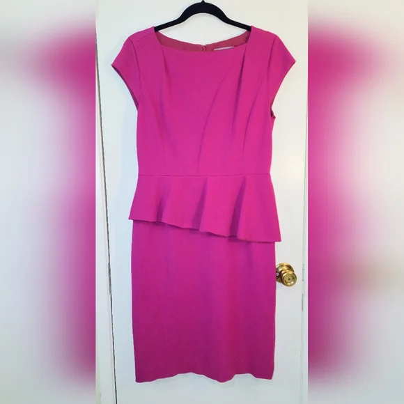 Classiques Entier Dresses | Classiques Entier Size12 Hot Pink Peplum Midi Dress. A Beautiful Nordstrom Brand | Color: Pink | Size: 12 | Missinfamous's